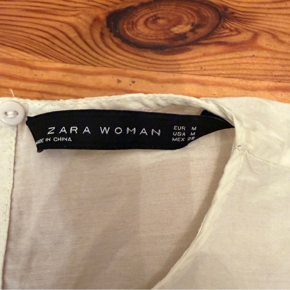 Embroidered peplum Zara top women M ruffle butterfly cotton silk - Picture 7 of 9